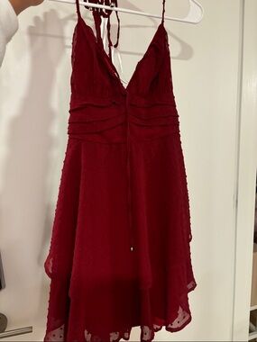 Red Spaghetti-Strap V-Neck Dress